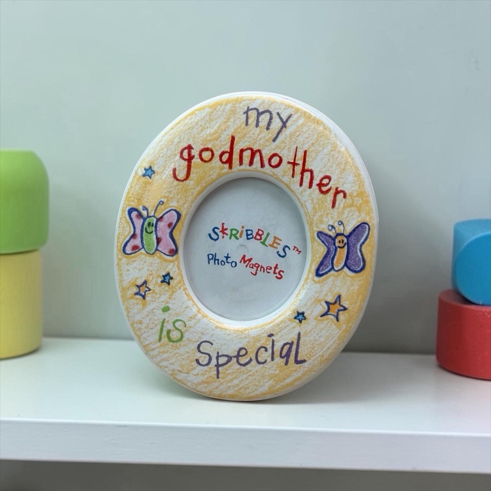 VTG Russ Berrie Skribbles Godmother Mini Photo Frame Magnet 2966 3x4 Butterfly